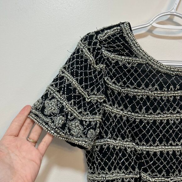 Stenay Womens Beaded Top Small Silk Black Sequin Flapper Party‎ New Years - Picture 4 of 11
